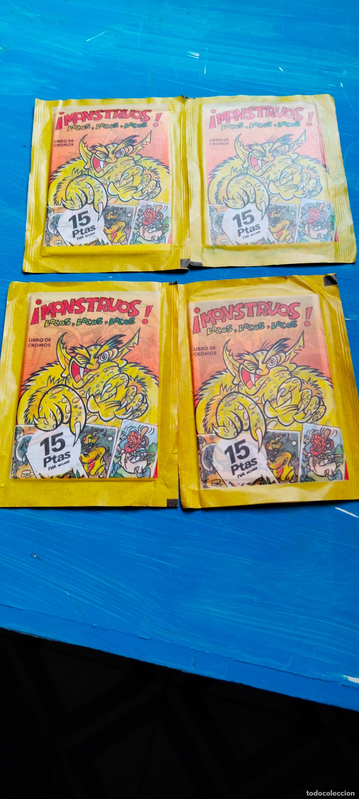 Coleccionismo cromos antiguos: MONSTRUOS LOTE DE 4 SOBRES CON CROMOS - Foto 1