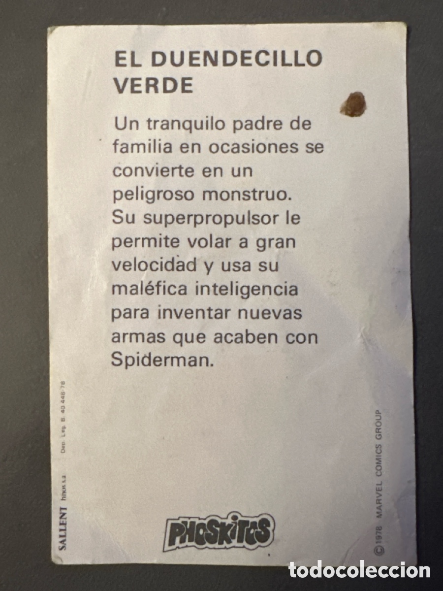 Coleccionismo cromos antiguos: CROMO PHOSKITOS SPIDERMAN. EL DUENDECILLO VERDE - Foto 2