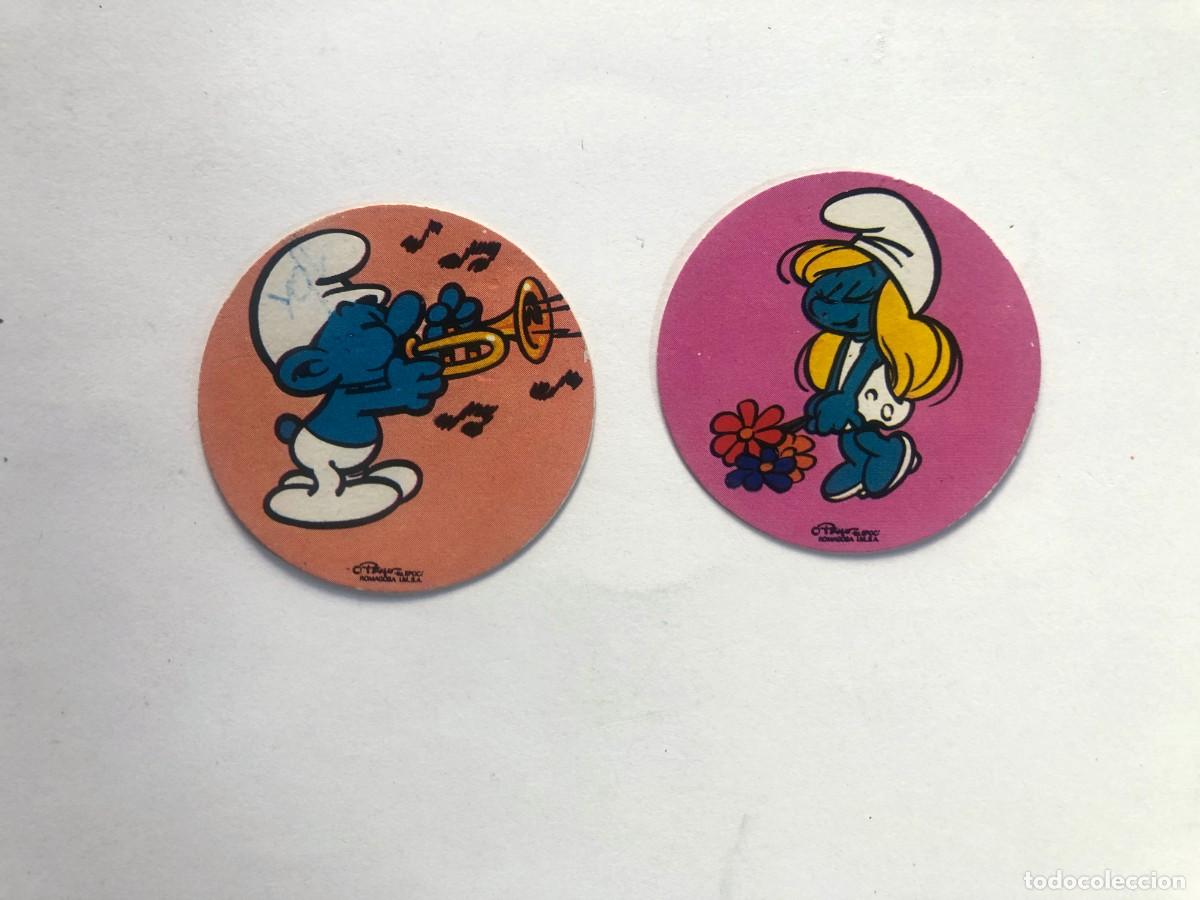 Coleccionismo cromos antiguos: 2 TAZOS CART&Oacute;N / PITUFETAS - Foto 1