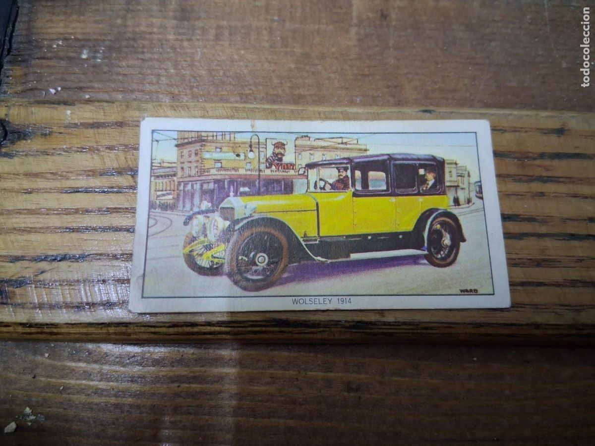 Coleccionismo cromos antiguos: Cromo N&deg; 13 History motor car Vintage cars Veteran Kellogg Great Britain coche Wolseley a&ntilde;o 1914