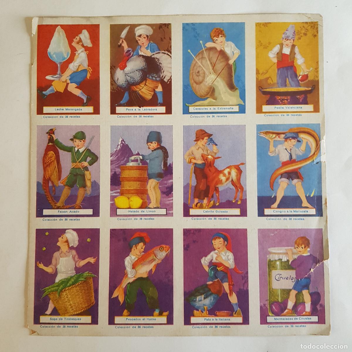 Collezionismo Figurine antiche: COLECCION 36 RECETAS - LAMINA 16 CROMOS - NUNCA PEGADO