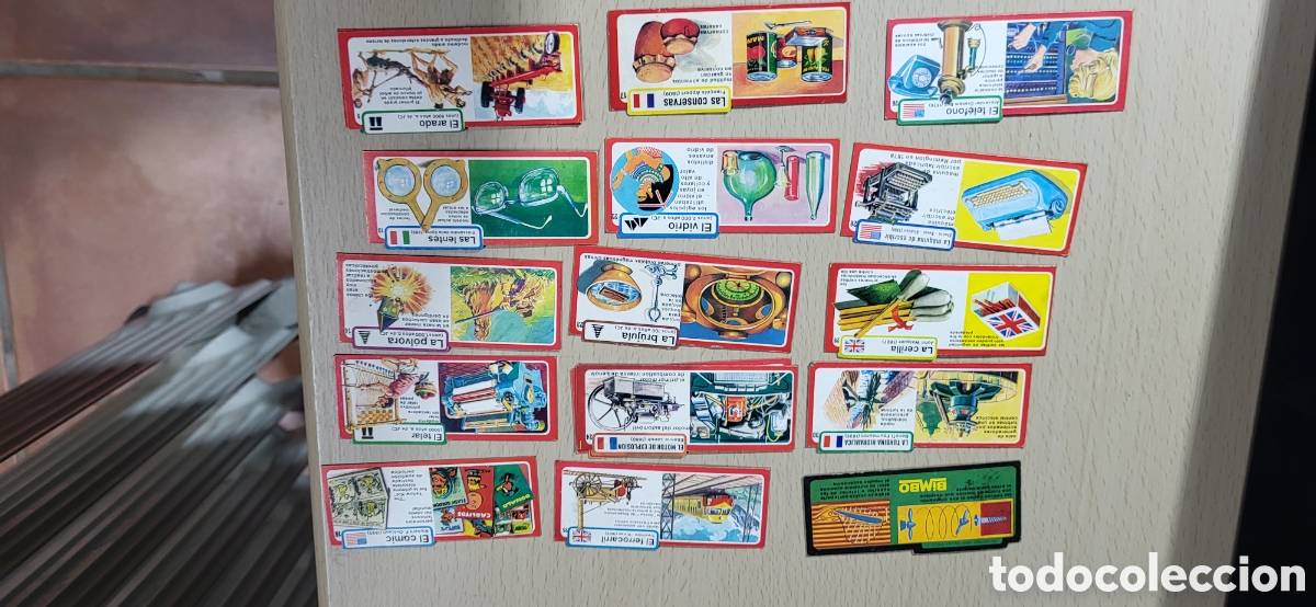 Coleccionismo Cromos antiguos: LOTE DE 38 CROMOS INVENTOS A&Ntilde;OS 70 DE PASTELITOS BIMBO SIN REPETIR