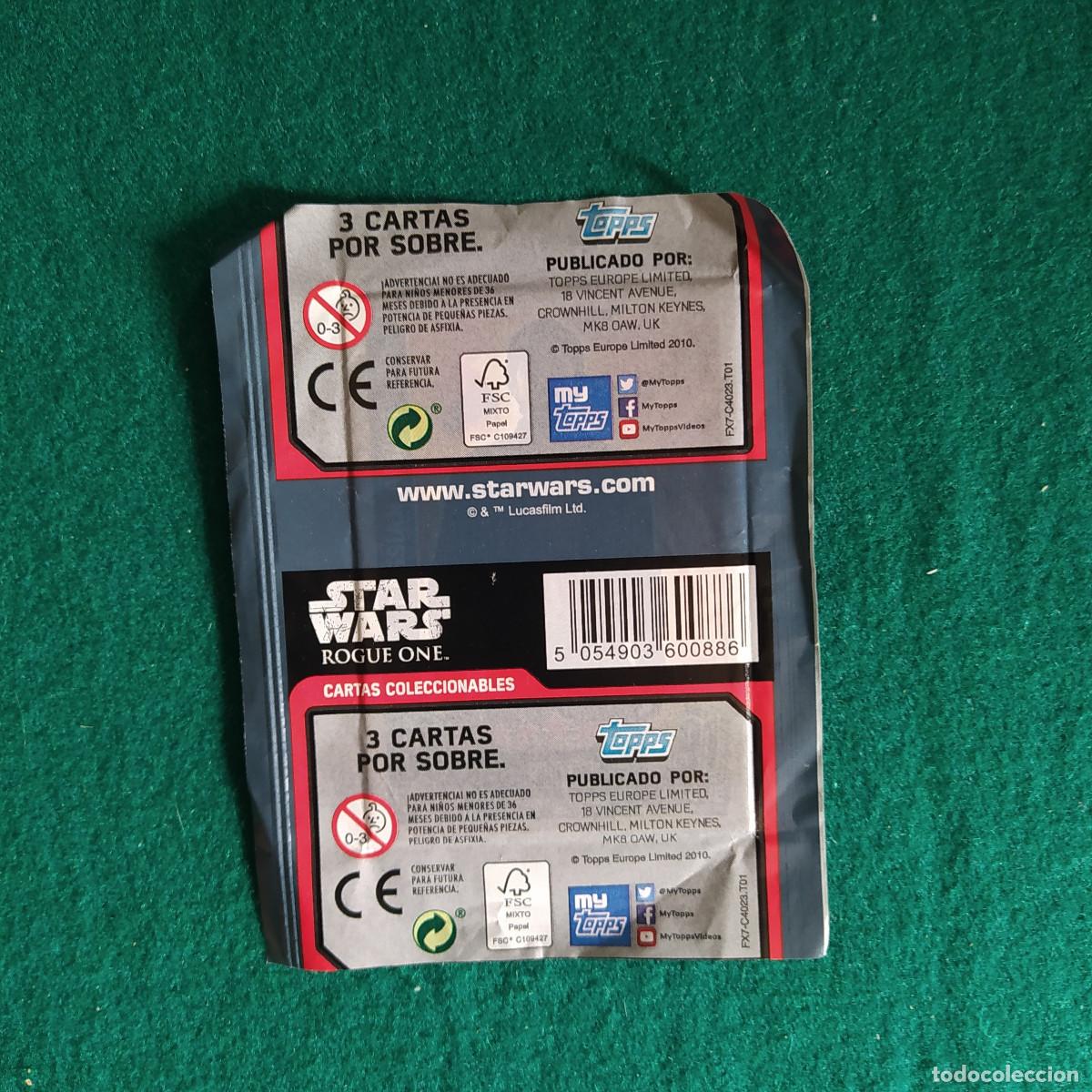 Coleccionismo cromos antiguos: SOBRE STAR WARS ROUGUE ONE TOPPS FORCE ATTAX - Foto 2
