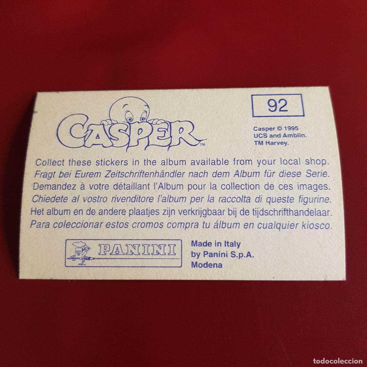 Coleccionismo cromos antiguos: PANINI - CASPER - 1995 - 95 - 92 - NUNCA PEGADO - Foto 2