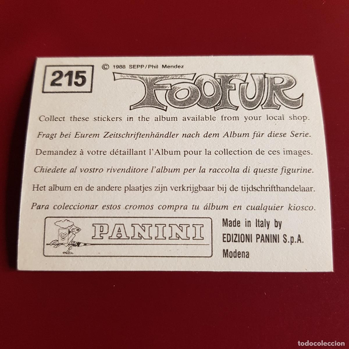 Coleccionismo cromos antiguos: PANINI - FOOFUR - 215 - NUNCA PEGADO - Foto 2