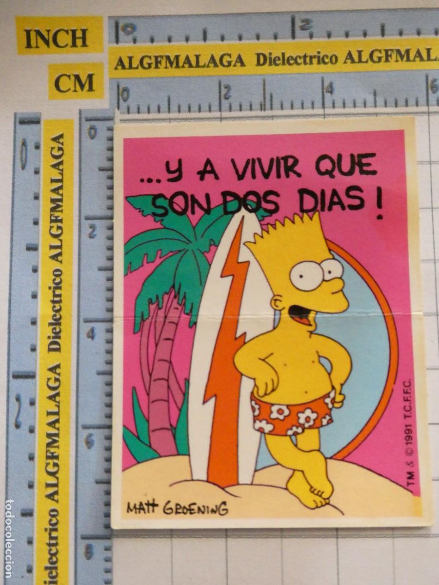 Collectionnisme Cartes &agrave; collectionner anciennes: CROMO CROMITO CHUCHER&Iacute;AS PASTELITOS. BOLLYCAO. THE SIMPSONS 1991. A VIVIR QUE SON DOS DIAS SURF 3