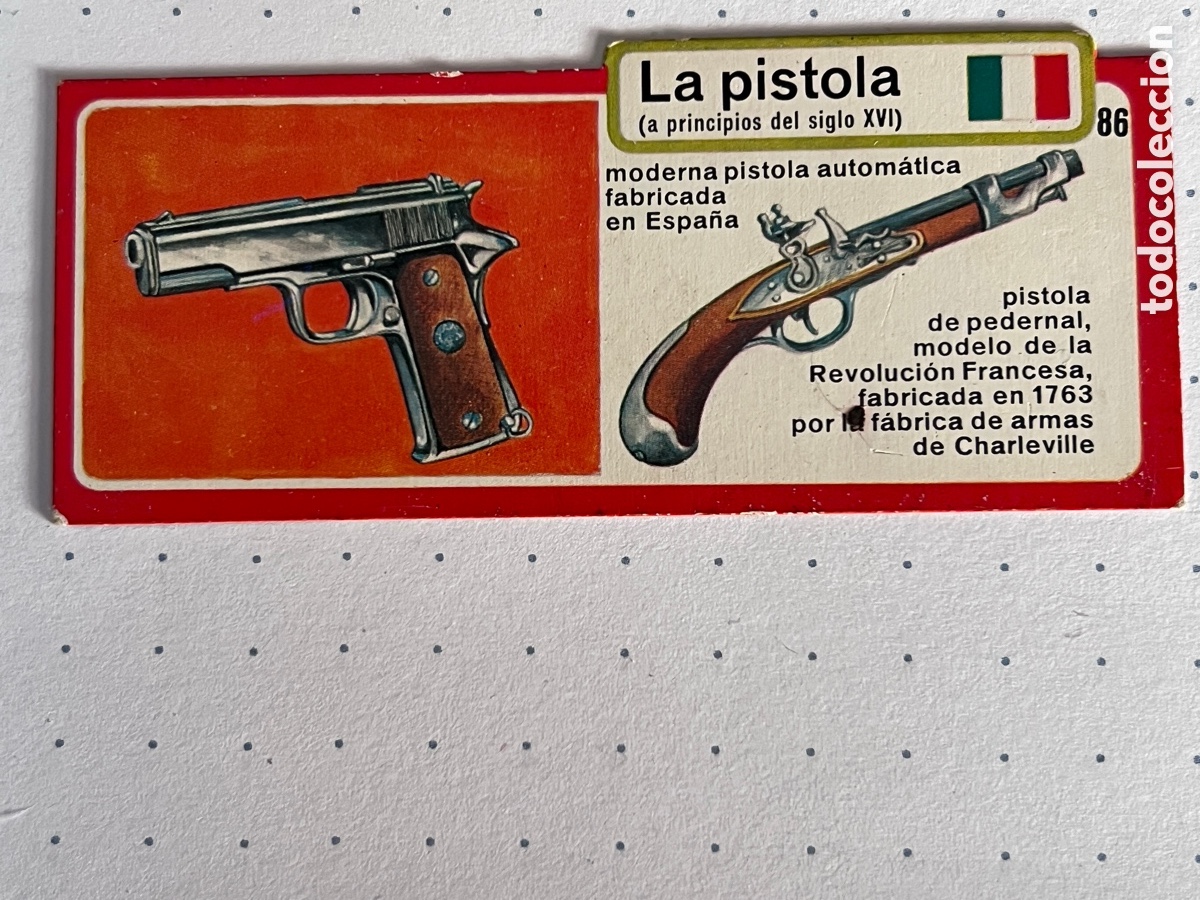 Coleccionismo Cromos antiguos: Cromo/ Ficha Bimbo Grandes Inventos &ndash; N&ordm;86 La pistola