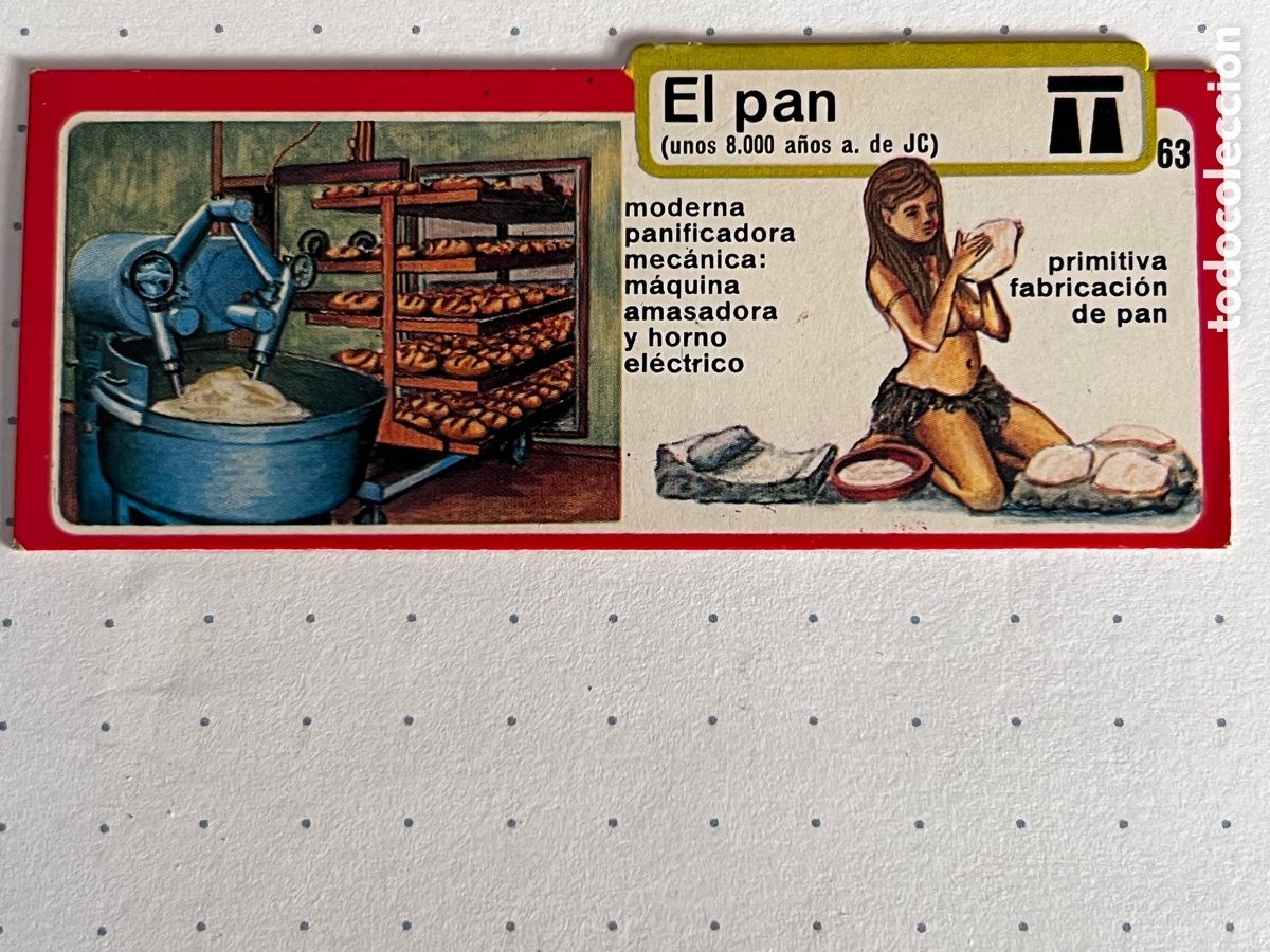 Coleccionismo Cromos antiguos: Cromo/ Ficha Bimbo Grandes Inventos &ndash; N&ordm;63 El pan