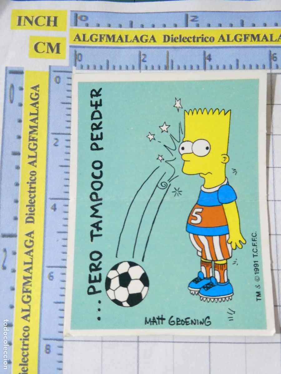 Coleccionismo Cromos antiguos: CROMO CROMITO CHUCHER&Iacute;AS PASTELITOS BOLLYCAO THE SIMPSONS 1991. DIVER REFRANES BART F&Uacute;TBOL 30