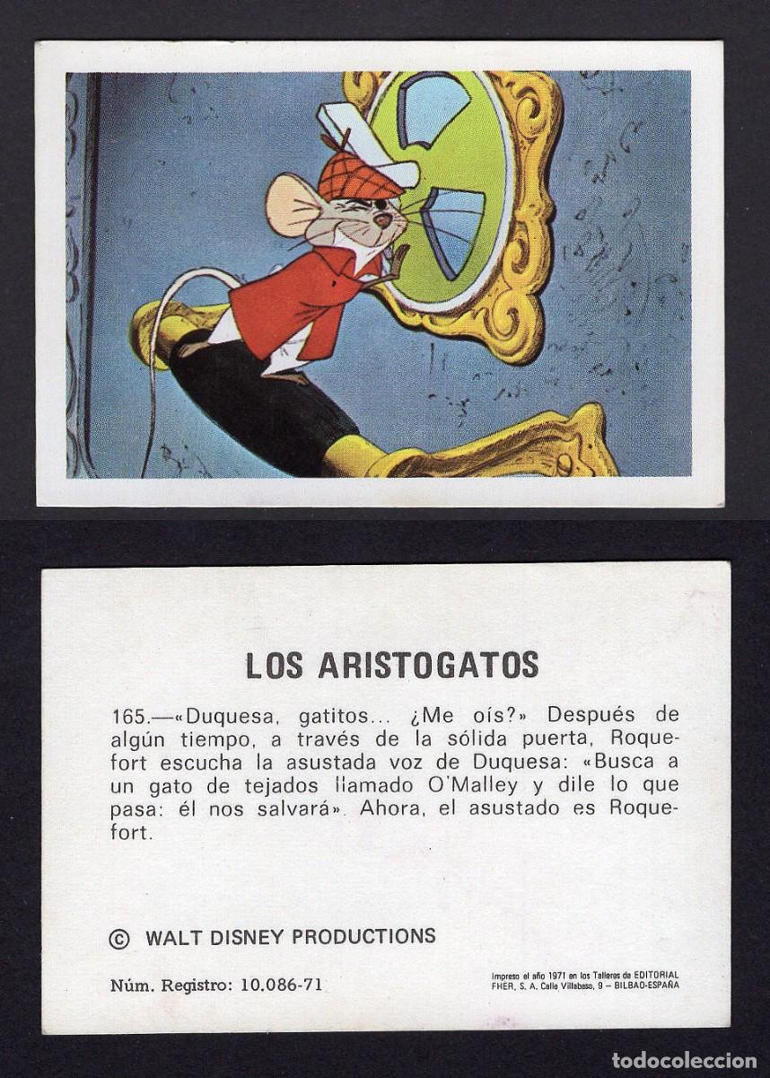 Coleccionismo Cromos antiguos: Los Aristogatos cromo n&ordm;165 -Editorial Fher, 1971-