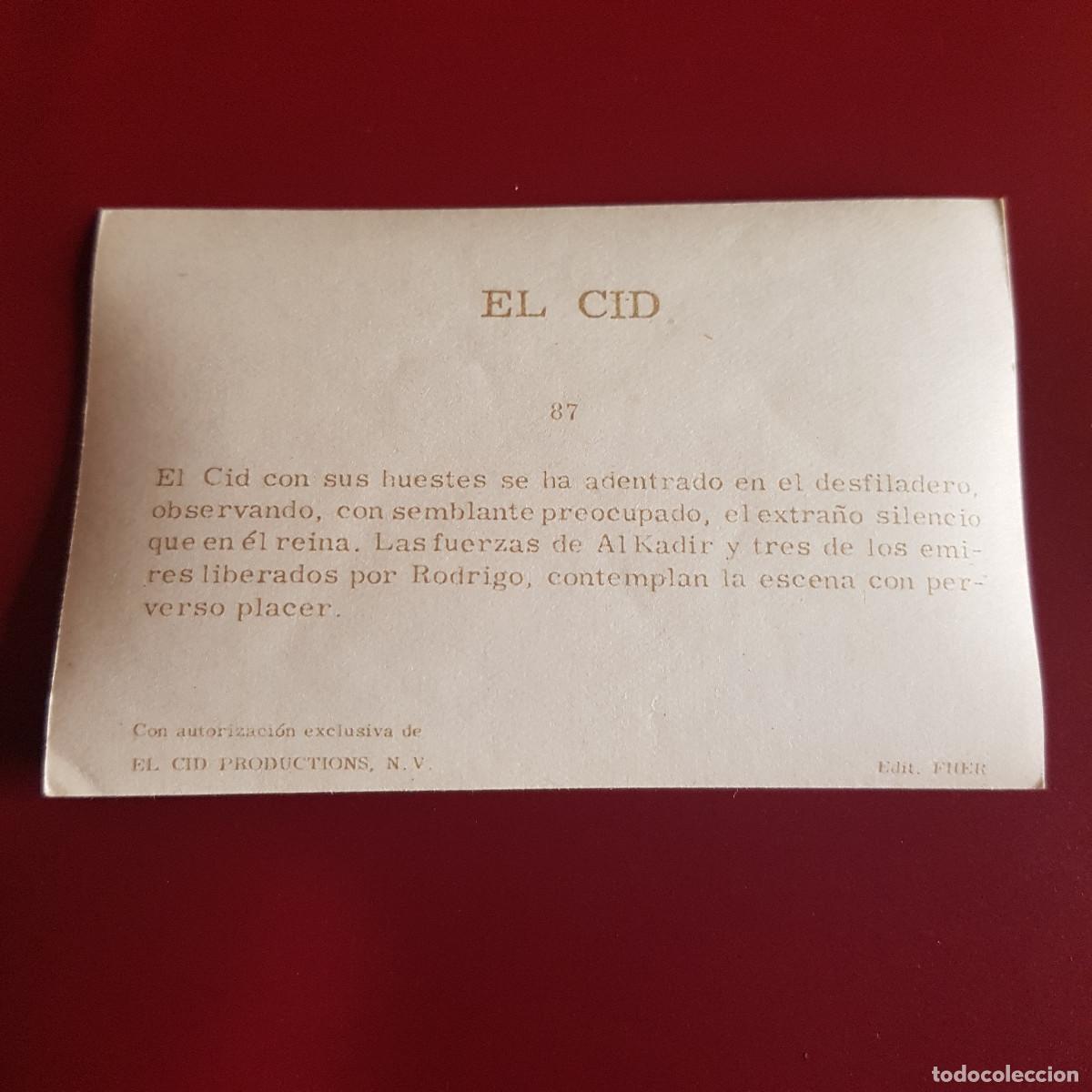 Coleccionismo cromos antiguos: FHER - EL CID - 1962 - 62 - 87 - NUNCA PEGADO - Foto 2