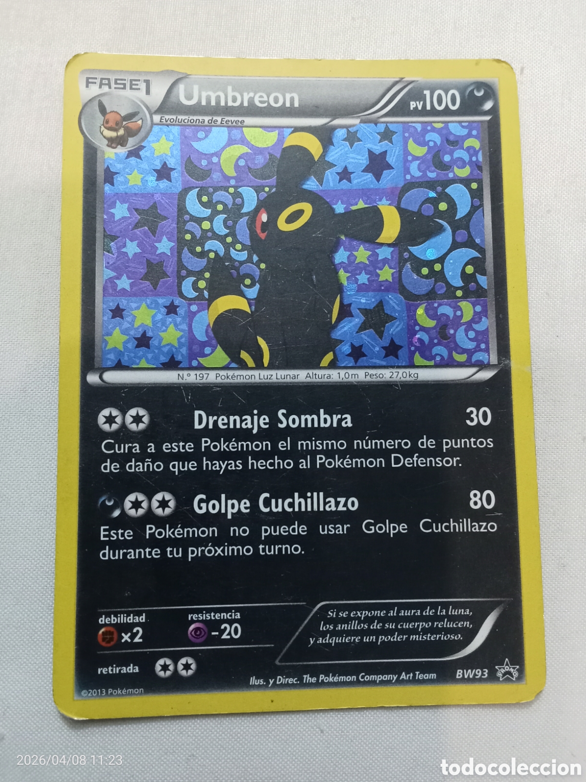 Coleccionismo cromos antiguos: Carta Pokemon Umbreon