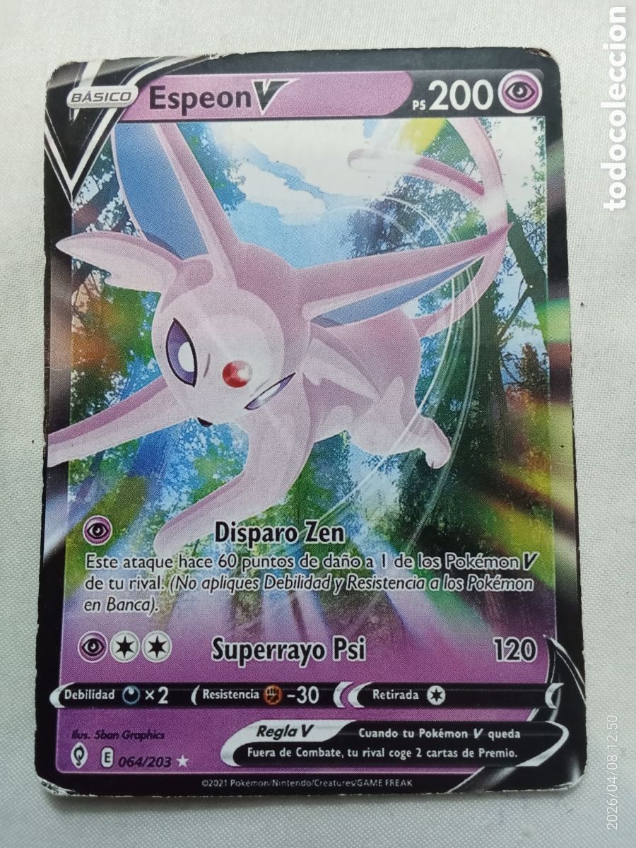 Colecionismo Cromos antigos: Carta Pokemon Espeon V Disparo Zen