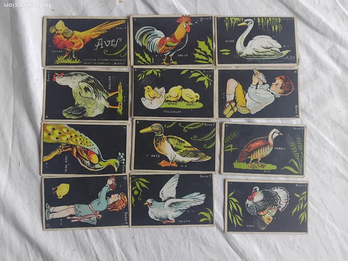 Collectionnisme Cartes &agrave; collectionner anciennes: AVES SERIE F 12 CROMOS. CHOCOLATES GUILLEM.