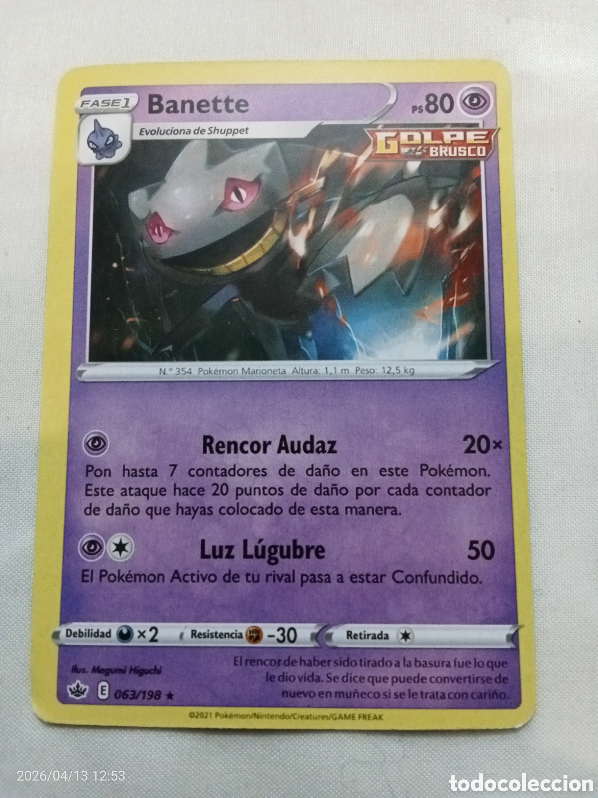 Sammeln alte Sammelbilder: Carta Pokemon Banette