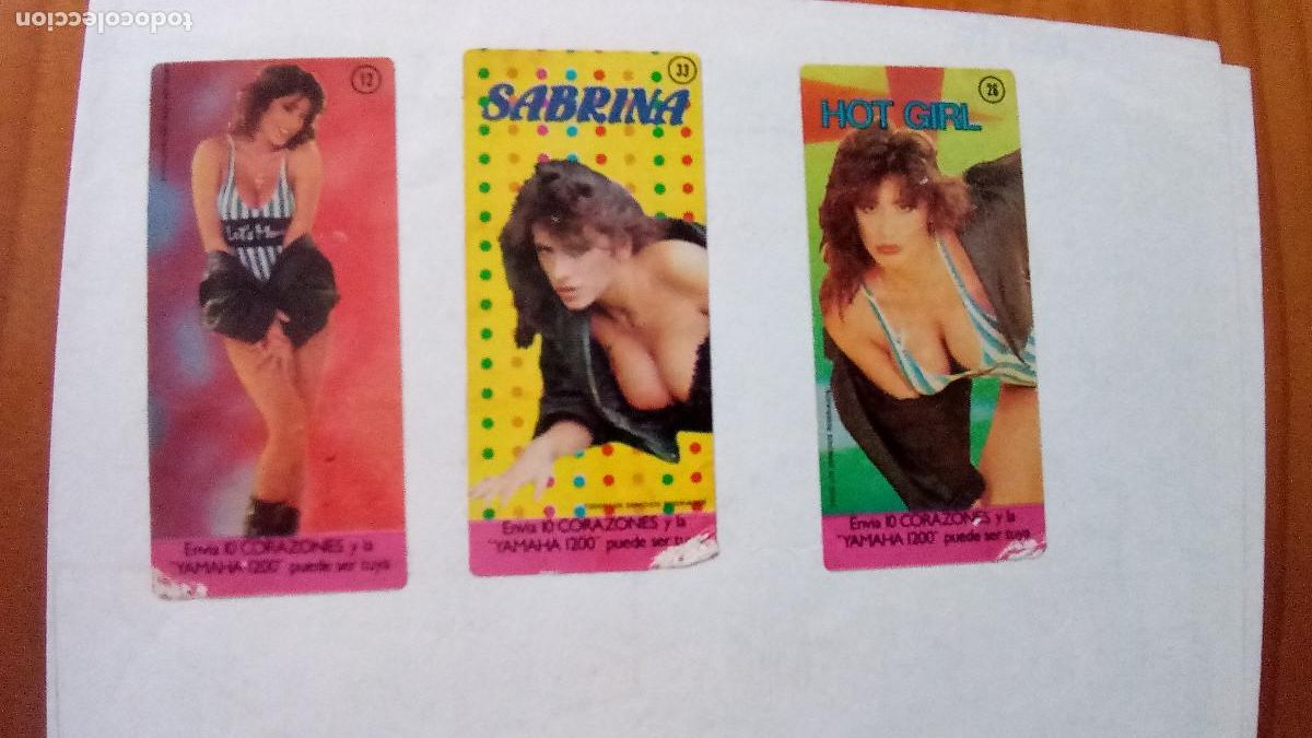 Sammeln alte Sammelbilder: Lote de 3 pegatinas Sabrina, pegadas en papel. Chicle Dunkin