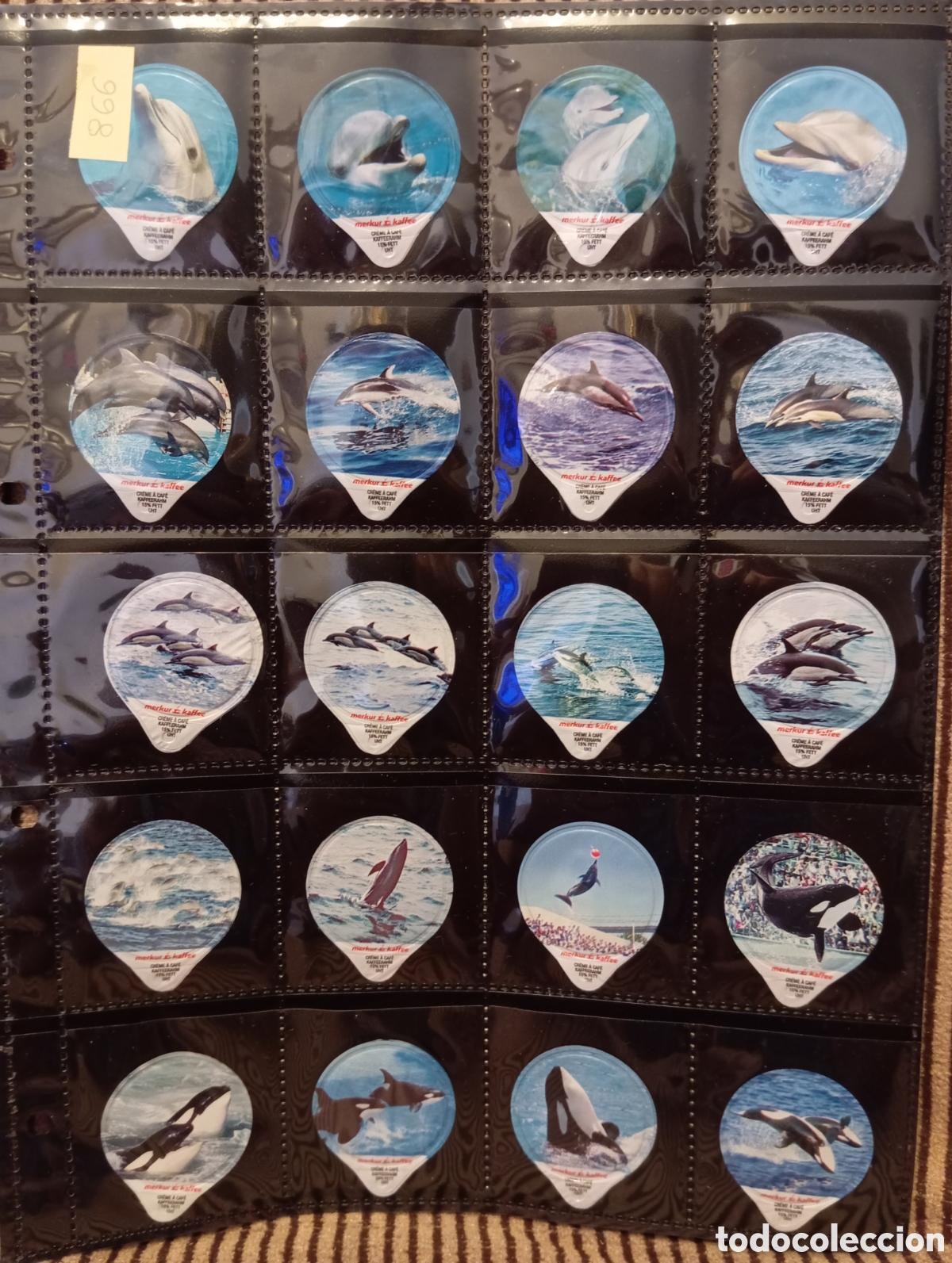 Collectionnisme Cartes &agrave; collectionner anciennes: Lote 20 Tapas de Crema de Caf&eacute; - Colecci&oacute;n Fauna Marina (Delfines y Orcas)&rdquo; Folio incluido