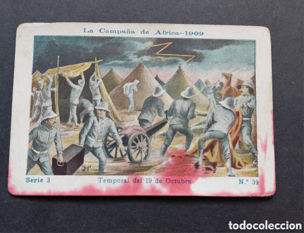 Coleccionismo Cromos antiguos: CROMO LA CAMPA&Ntilde;A DE AFRICA 1909-SERIE 3 N&deg;39-TEMPORAL DEL 19 DE OCTUBRE-CHOCOLATES JAIME BOIX