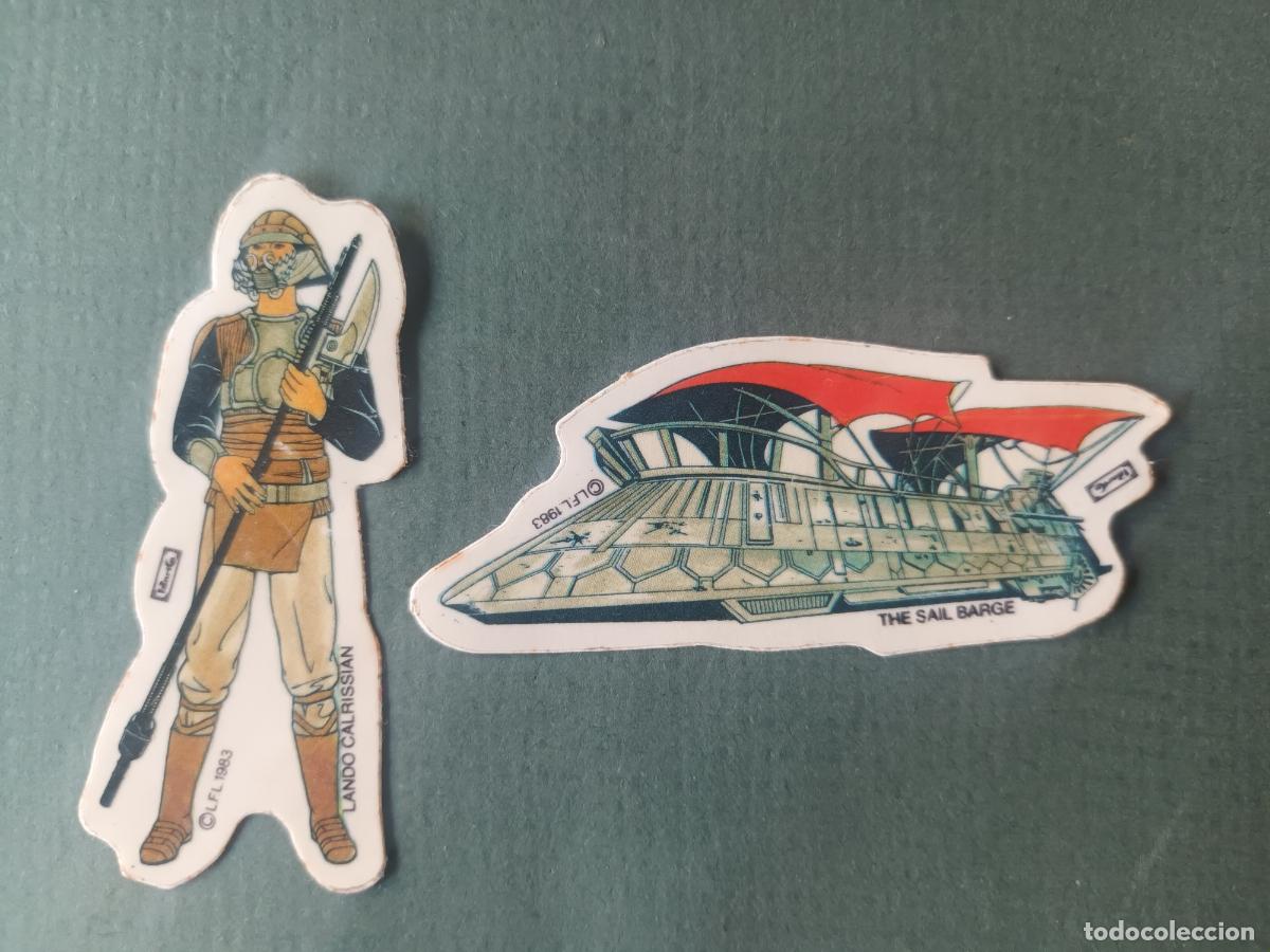 Coleccionismo Cromos antiguos: DOS CROMO PANRICO STAR WARS LANDO CALRISSIAN. THE SAIL BARGE. LFL 1983