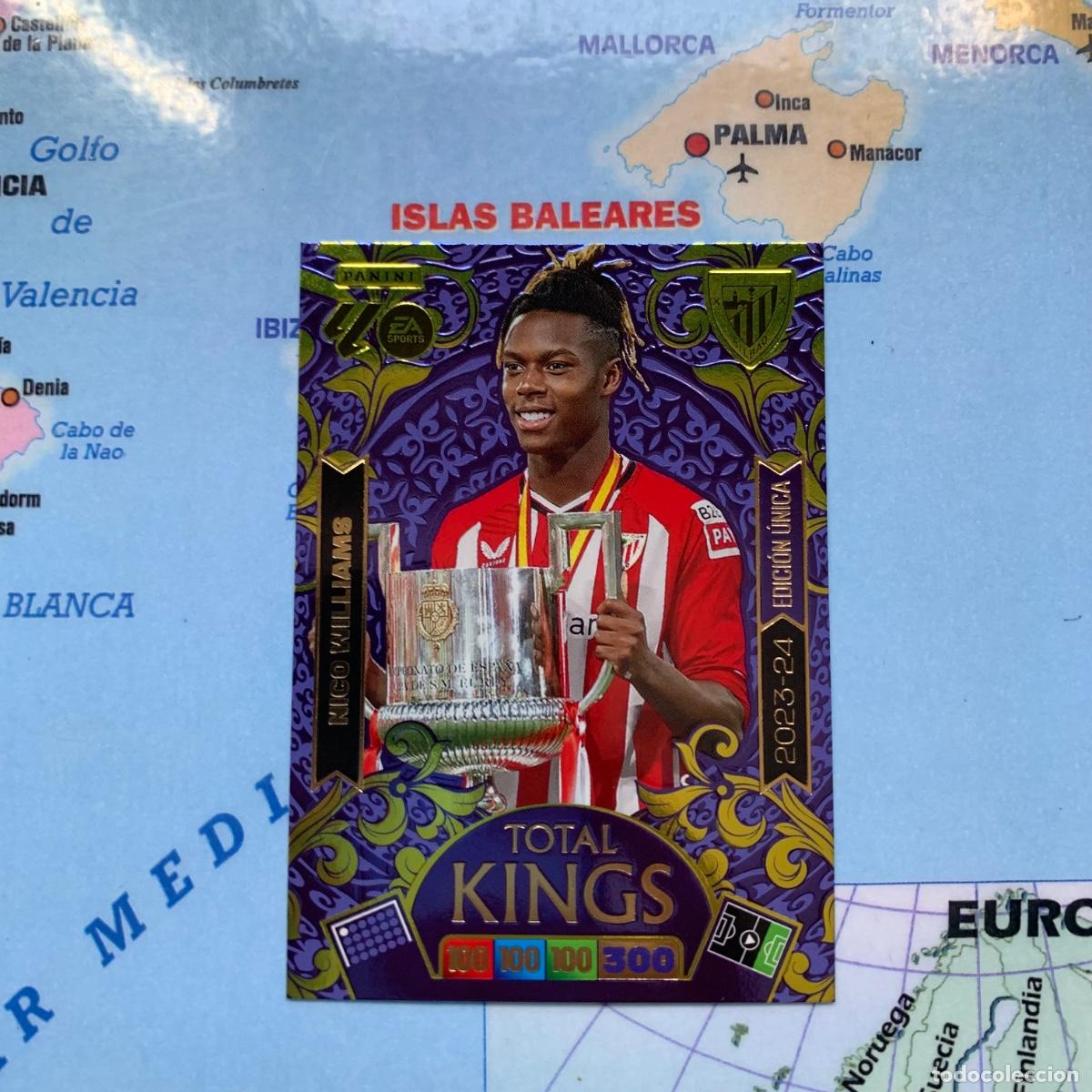 Coleccionismo Cromos antiguos: Nico Williams Total Kings Edici&oacute;n Unica del Athletic de Bilbao cromo adrenalyn XL 25-26 2025-2026