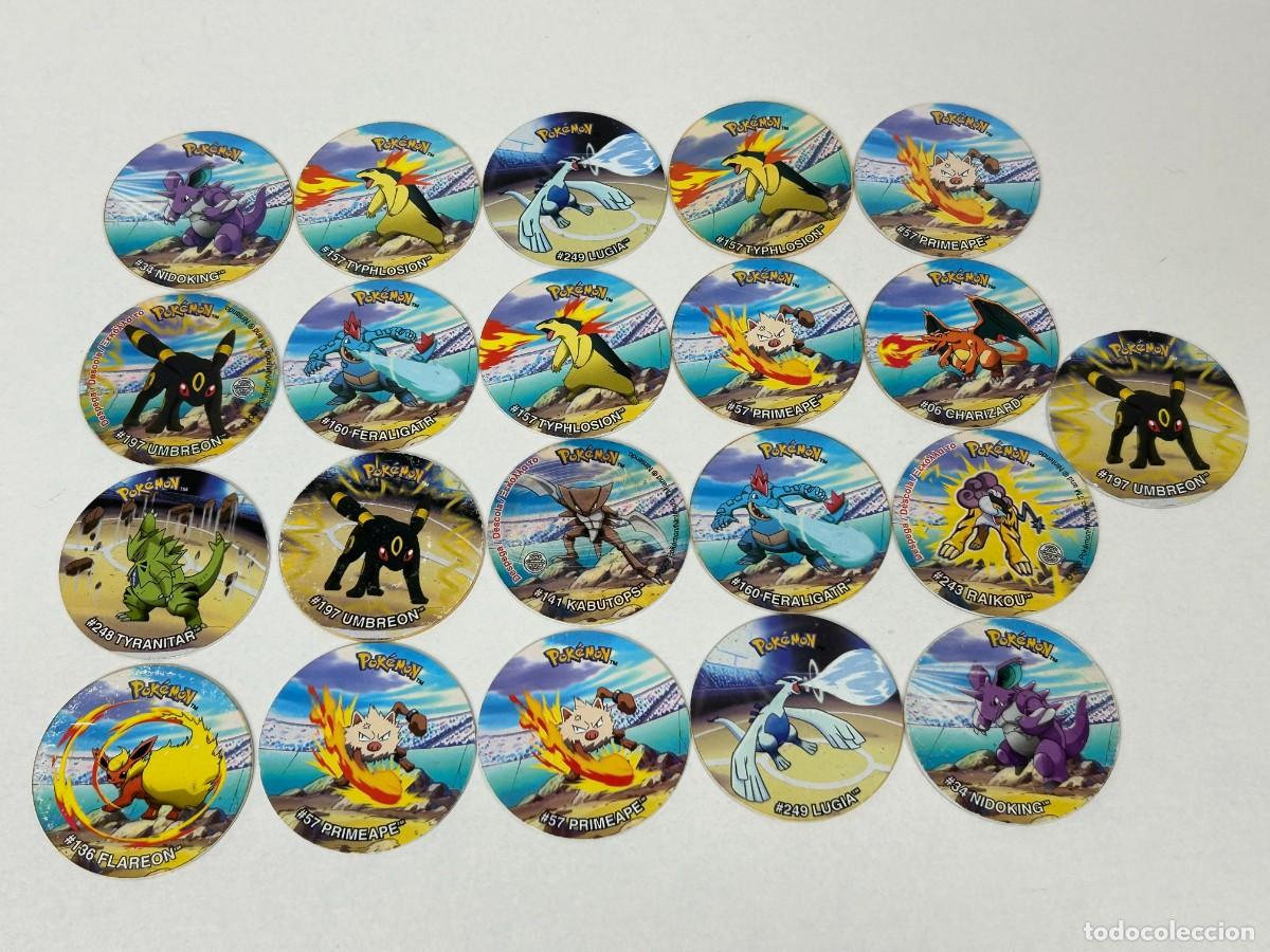 Coleccionismo Cromos antiguos: LOTE 21 TAZOS POKEMON TAZOS LEAGUE 2002