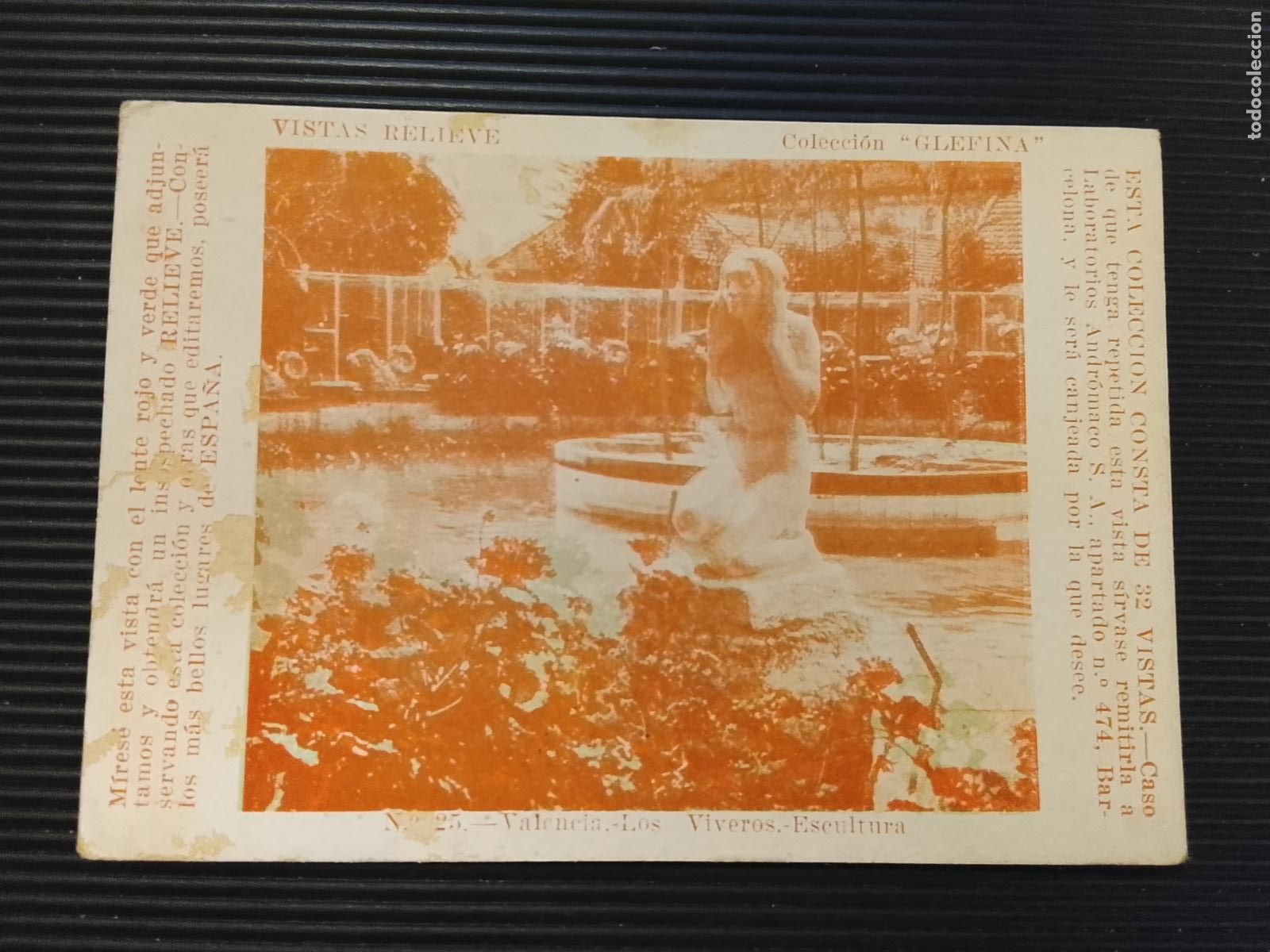 Coleccionismo Cromos antiguos: VALENCIA - LOS VIVEROS - ESCULTURA - 3D - COLECCION GLEFINA - CROMO ANTIGUO -(K-15.255)