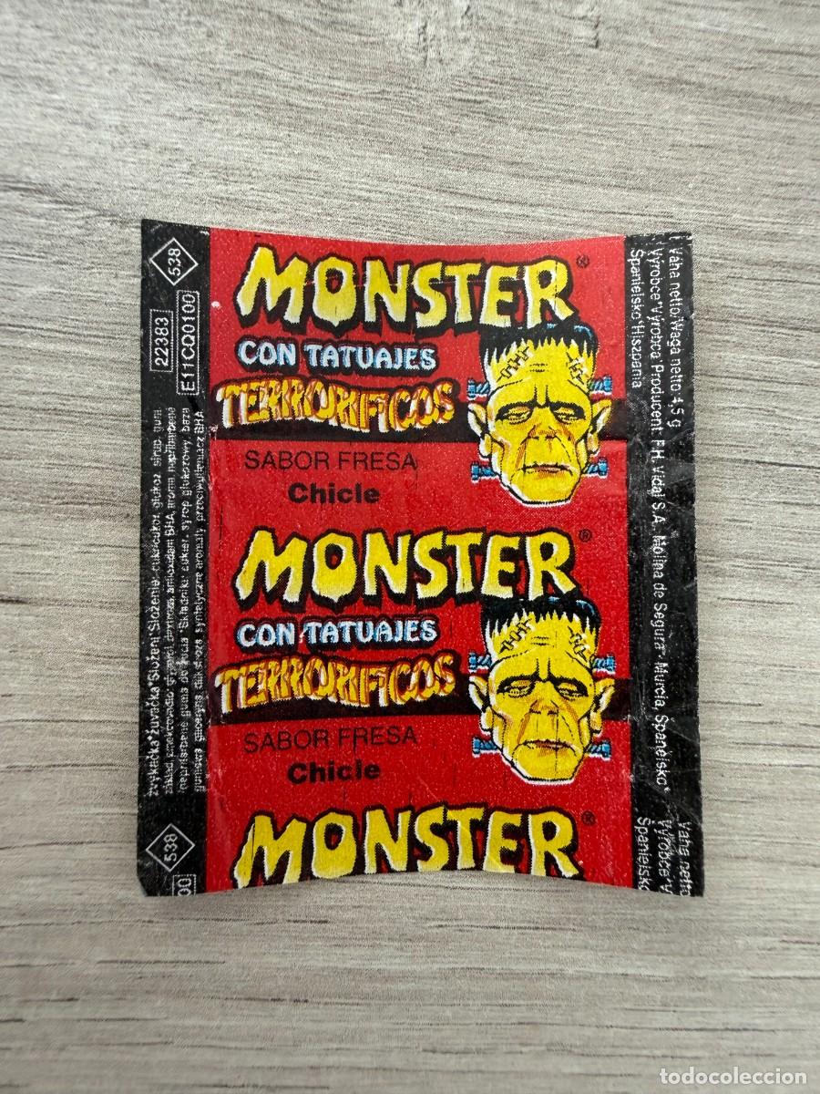 Coleccionismo Cromos antiguos: Envoltorio chicle Monster con terror&iacute;ficos tatuajes
