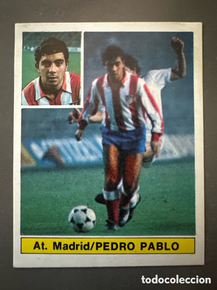 Coleccionismo Cromos antiguos: CROMO LIGA ESTE 81 82 PEDRO PABLO ERROR TRASERA SIN AT DE MADRID. DESPEGADO