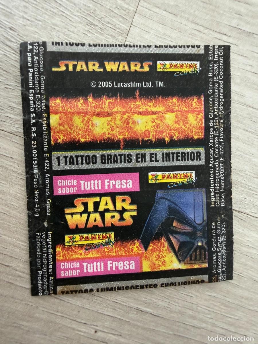 Coleccionismo Cromos antiguos: Envoltorio chicle Star Wars con tatuajes - Panini