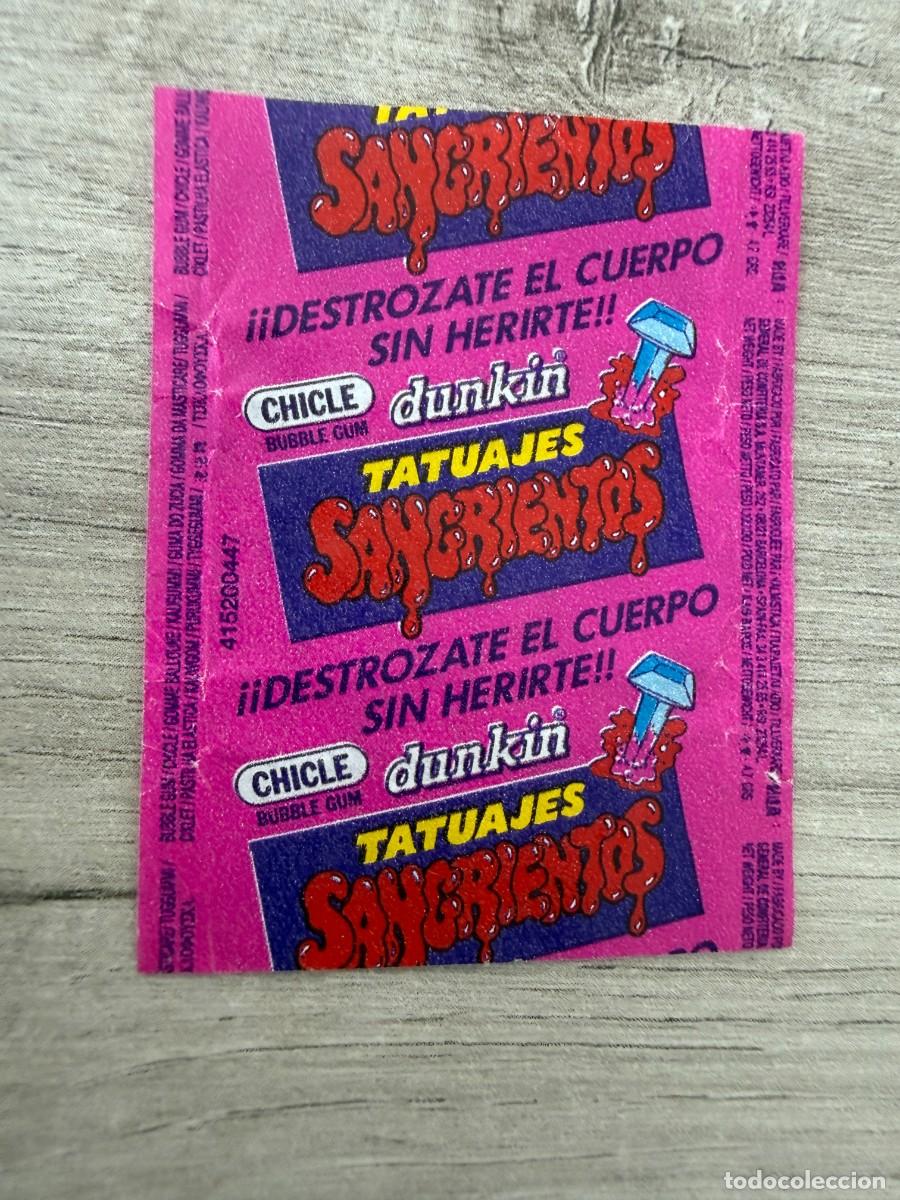 Coleccionismo Cromos antiguos: Envoltorio chicle Dunkin - Tatuajes Sangrientos