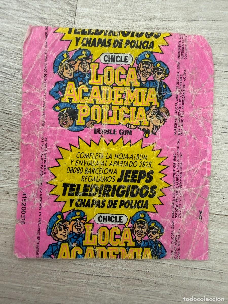 Coleccionismo Cromos antiguos: Envoltorio chicle Loca academia de Polic&iacute;a - fresa