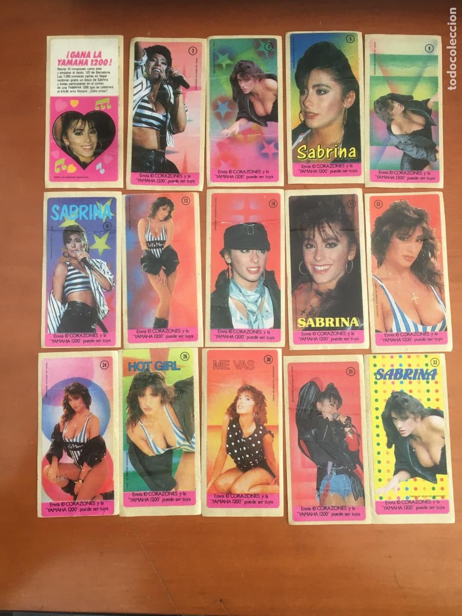 Coleccionismo Cromos antiguos: sabrina salerno chicle lote 15 cromos diferentes nunca pegados perfecto estado