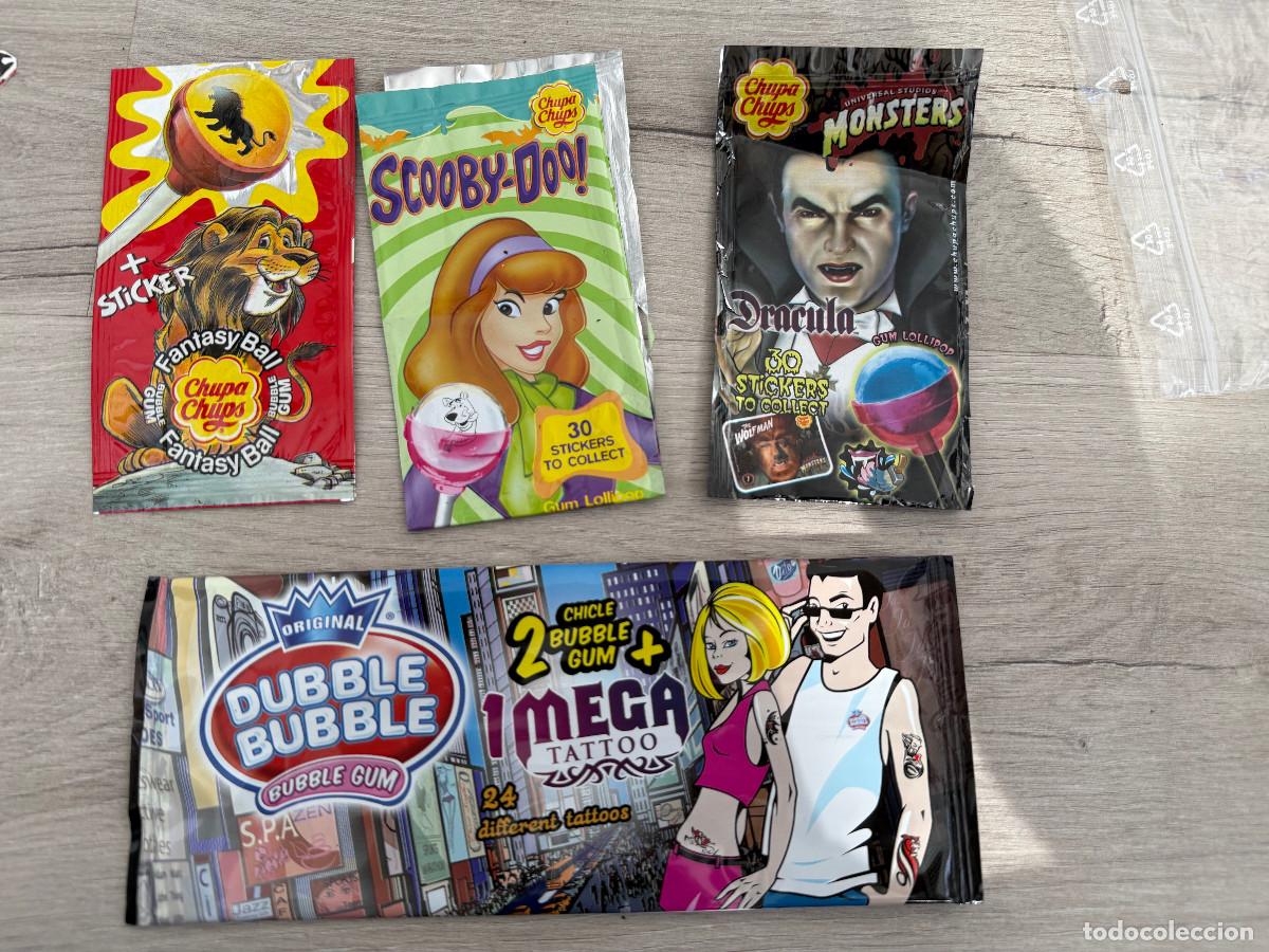 Coleccionismo Cromos antiguos: 4 envoltorios variados Chupa Chups y Dubble Bubble