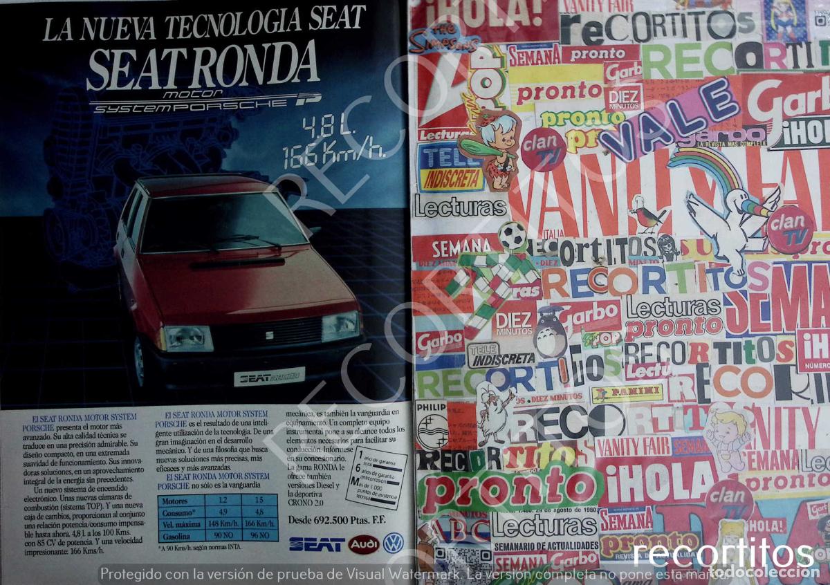 Coleccionismo Cromos antiguos: SEAT RONDA ANUNCIO PUBLICIDAD 85 AUDI
