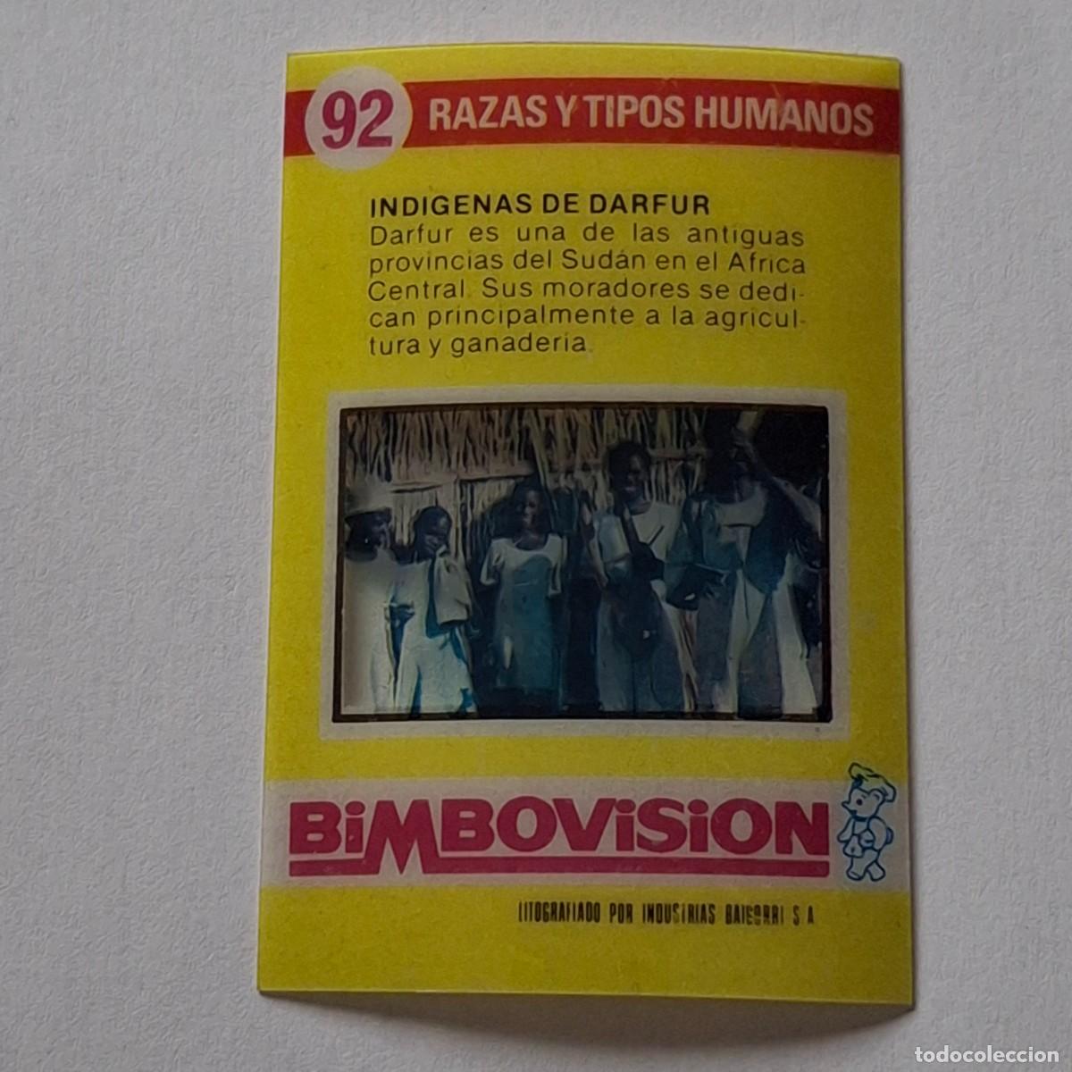 Collectionnisme Cartes &agrave; collectionner anciennes: BIMBOVISION N&ordm; 92 - RAZAS Y TIPOS HUMANOS - INDIGENAS DE DARFUR - BIMBO CROMO DIAPOSITIVA