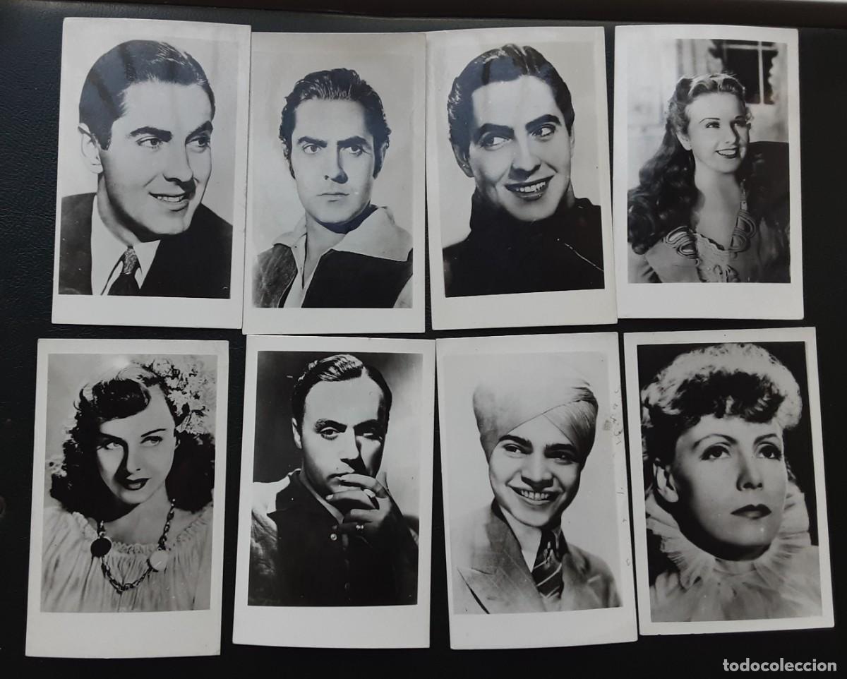 Coleccionismo Cromos antiguos: 8 cromos fotogr&aacute;ficos artistas de cine a&ntilde;os 40 Paulette Godard TYRONE POWER , Greta Garbo...