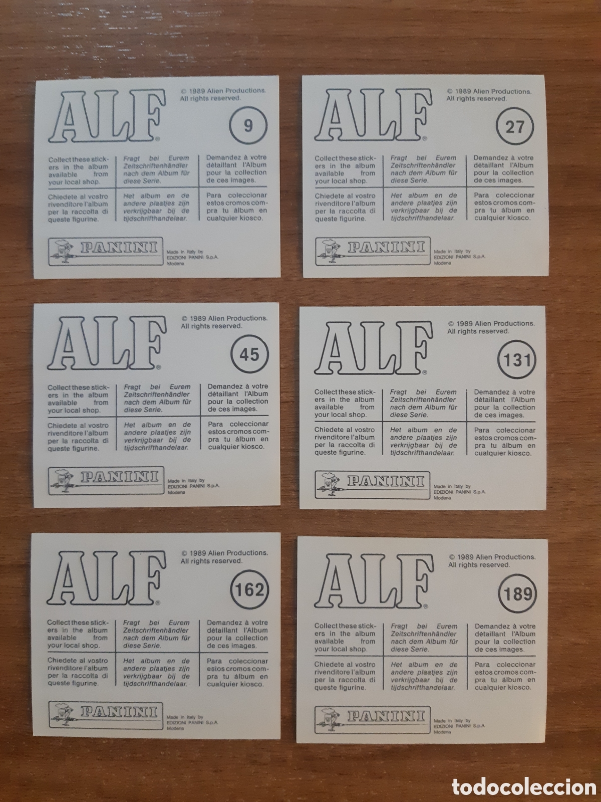 Coleccionismo Cromos antiguos: LOTE RESERVADO 6 CROMOS ALF PANINI 1989