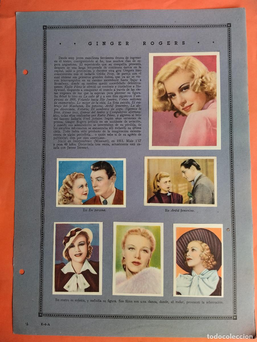 Coleccionismo Cromos antiguos: ASTROS Y ESTRELLAS FIRMAMENTO CINEMATOGRAFICO GARY COOPER GINGER ROGERS HOJA E-4-A 12 CROMOS CINE