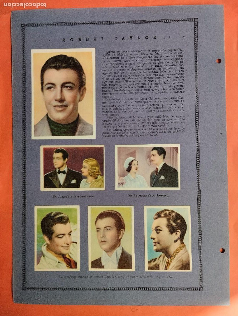 Coleccionismo Cromos antiguos: ASTROS Y ESTRELLAS FIRMAMENTO CINEMATOGRAFICO ROBERT TAYLOR DANIELLE DARR HOJA E-12-B 12 CROMOS CINE
