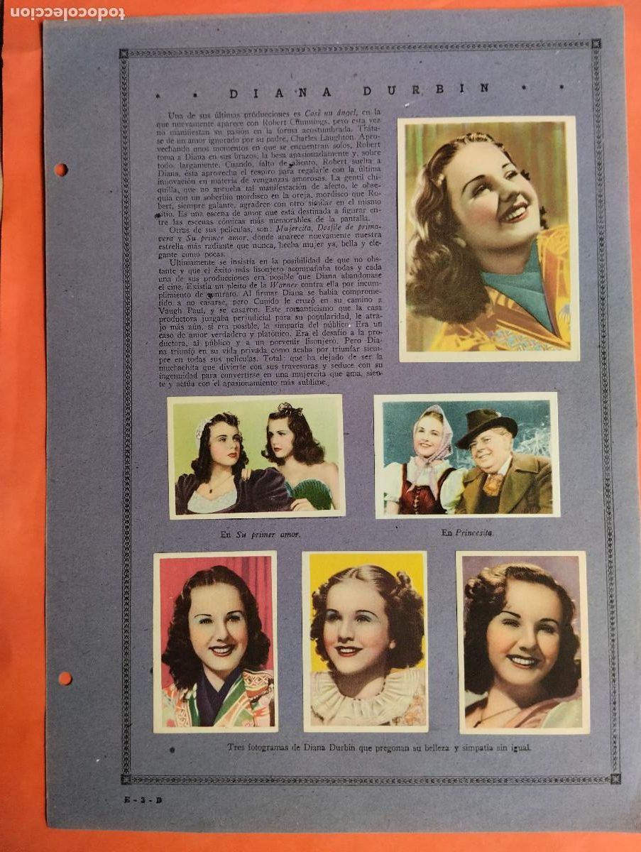 Coleccionismo Cromos antiguos: ASTROS Y ESTRELLAS FIRMAMENTO CINEMATOGRAFICO DIANA DURBIN GINGER ROBERS HOJA 3 B 12 CROMOS CINE