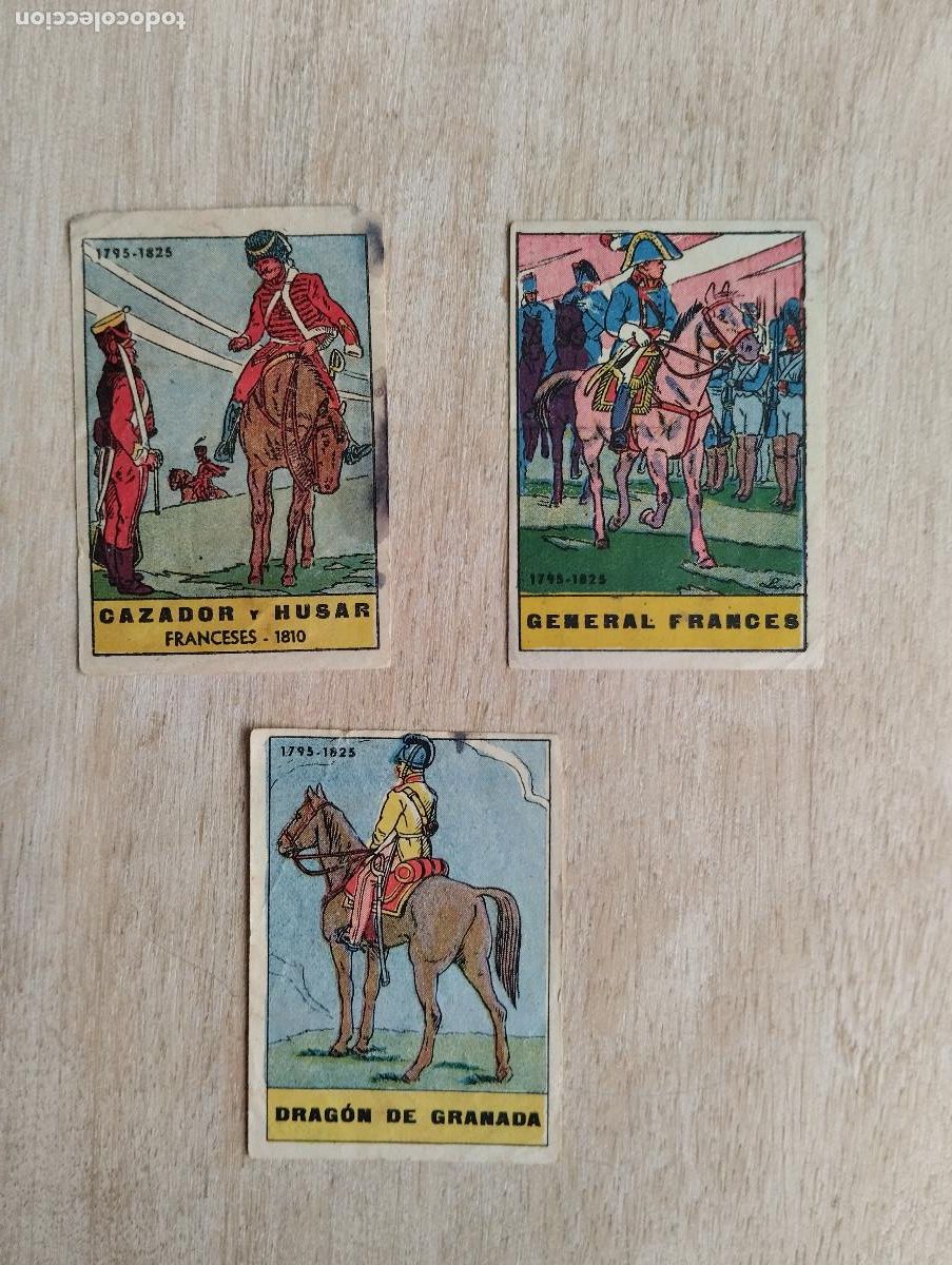 Coleccionismo Cromos antiguos: LOTE 3 CROMOS UNIFORMES MILITARES. CAZADOR Y HUSAR FRANCESES, GENERAL FRANCES, DRAGON DE GRANADA.