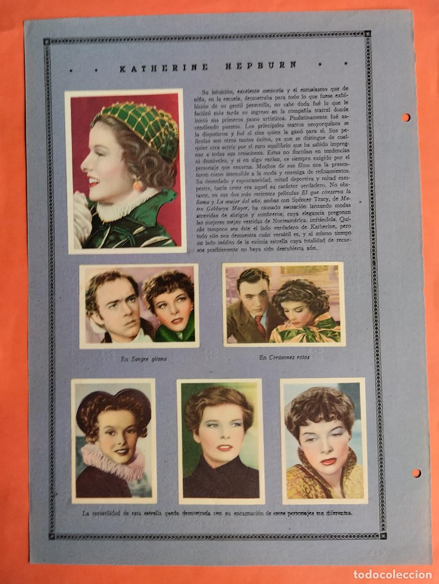 Coleccionismo Cromos antiguos: ASTROS Y ESTRELLAS FIRMAMENTO CINEMATOGRAFICO - KATHERINE HEPBURN. HOJA C-2 - 9 CROMOS CINE