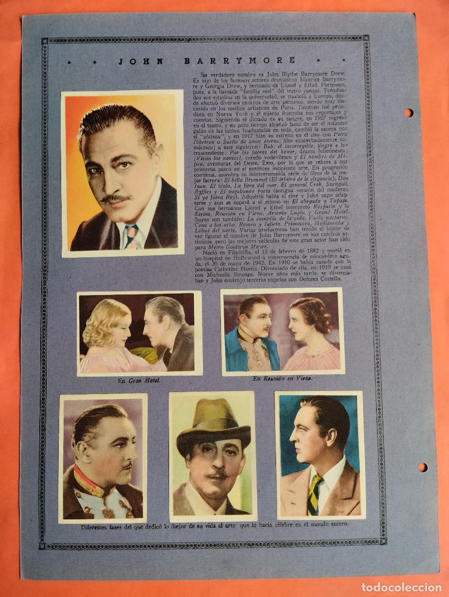 Coleccionismo Cromos antiguos: ASTROS Y ESTRELLAS FIRMAMENTO CINEMATOGRAFICO - JOHN BARRYMORE... HOJA J-2-A - 11 CROMOS CINE