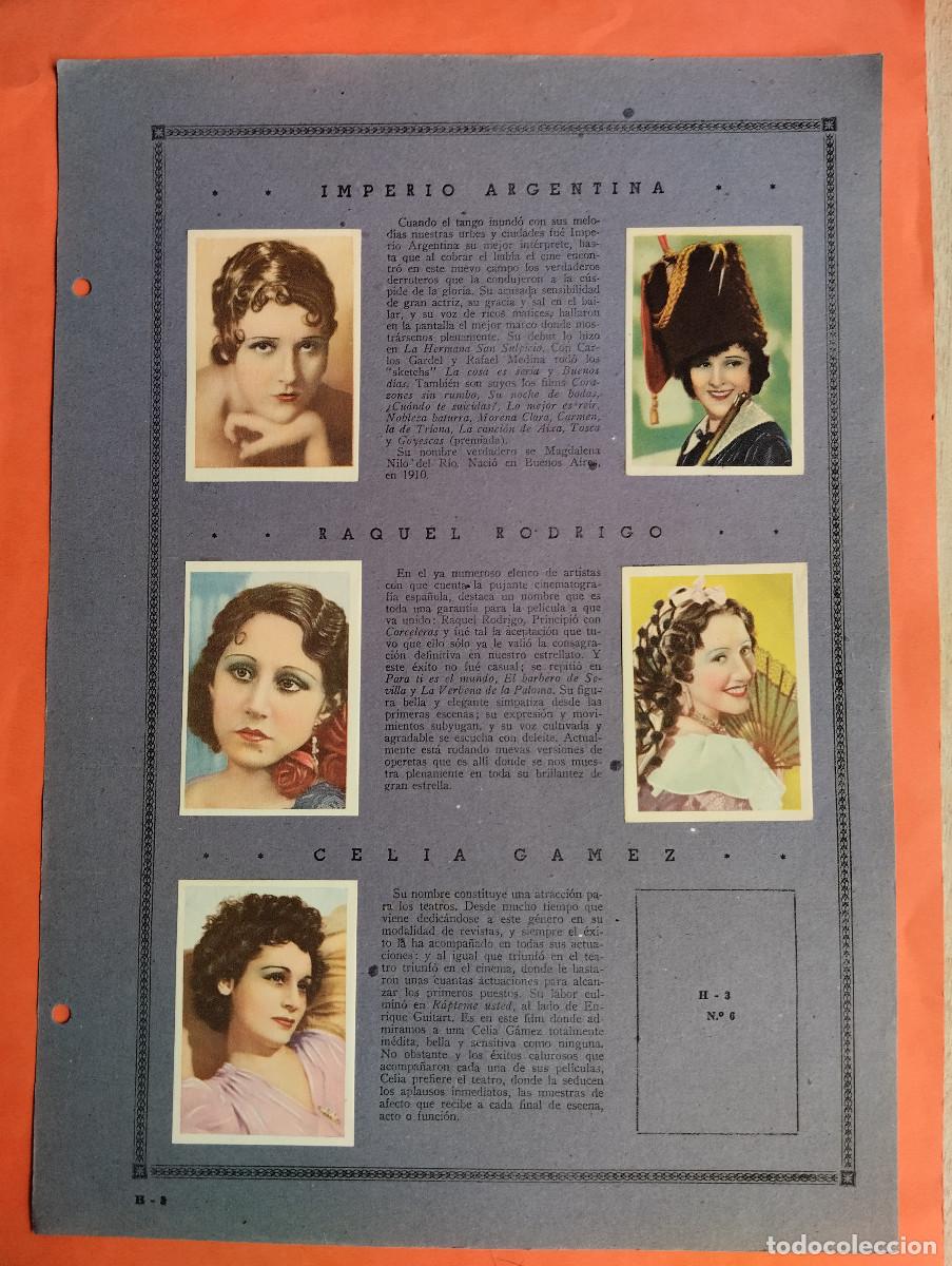 Coleccionismo Cromos antiguos: ASTROS Y ESTRELLAS FIRMAMENTO CINEMATOGRAFICO - IMPERIO ARGENTINA...HOJA H-3 - 10 CROMOS CINE
