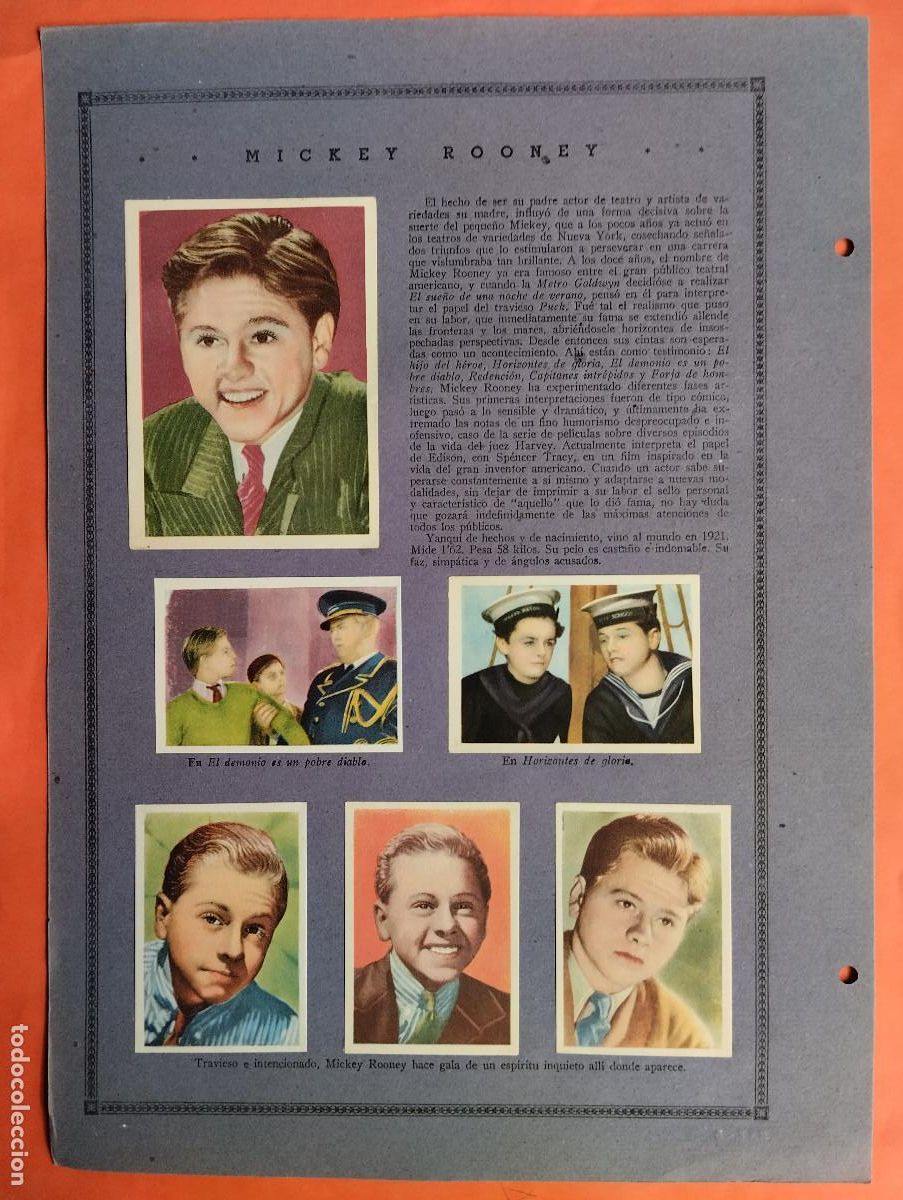 Coleccionismo Cromos antiguos: ASTROS Y ESTRELLAS FIRMAMENTO CINEMATOGRAFICO MICKEY ROONEY RONALD COLMAN HOJA E-8-A 12 CROMOS CINE