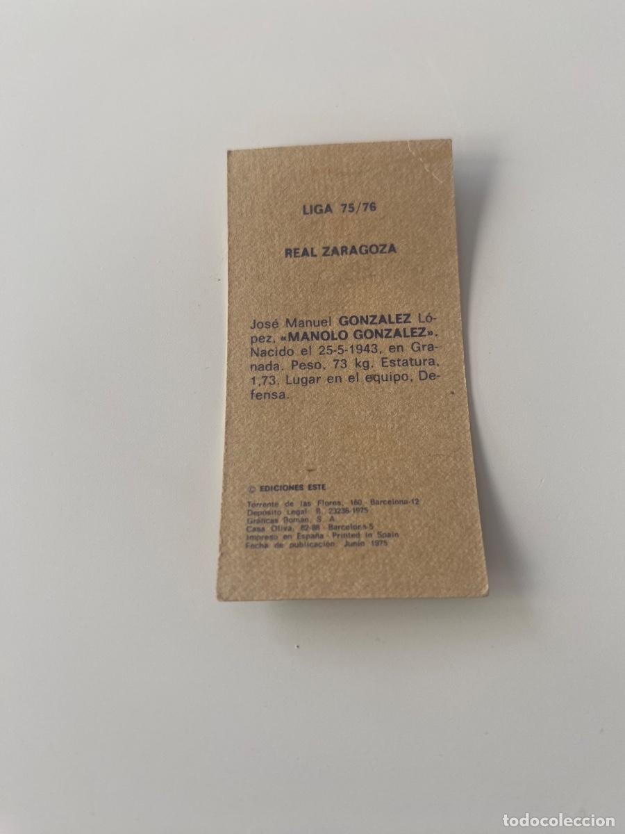 Coleccionismo cromos antiguos: Este 75-76 Gonzalez nunca pegado - Foto 2