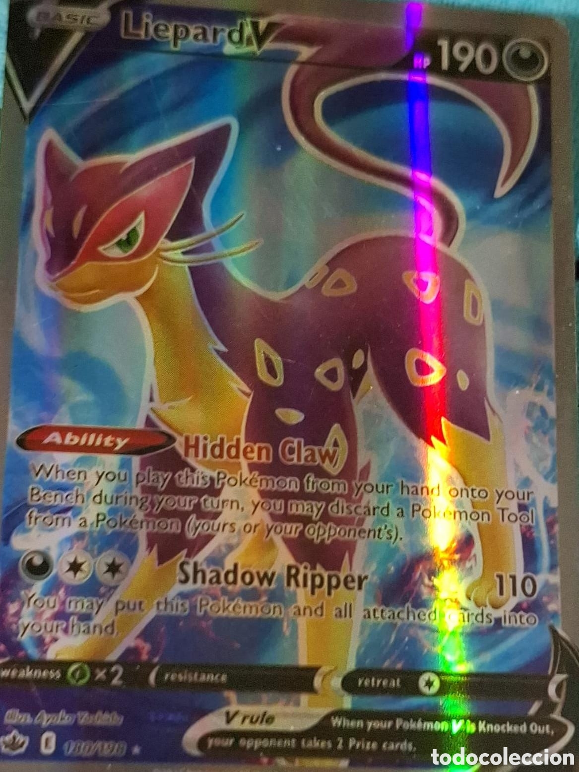 Coleccionismo Cromos antiguos: Carta pok&eacute;mon liepard V