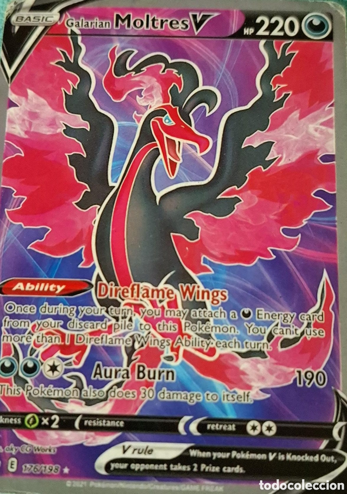 Coleccionismo Cromos antiguos: Carta pok&eacute;mon moltres de galar V