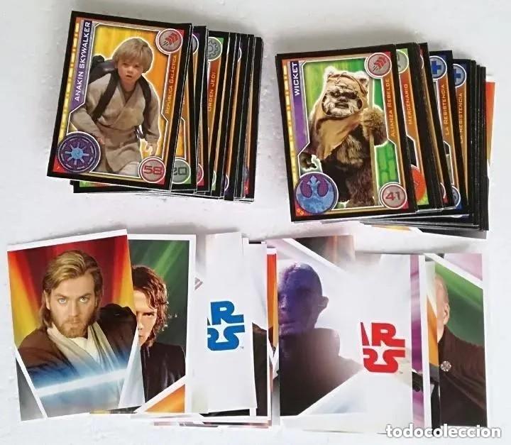 Coleccionismo Cromos antiguos: Lote de 98 cromos o cards del album Star Wars. El camino de los Jedi - Todos diferentes