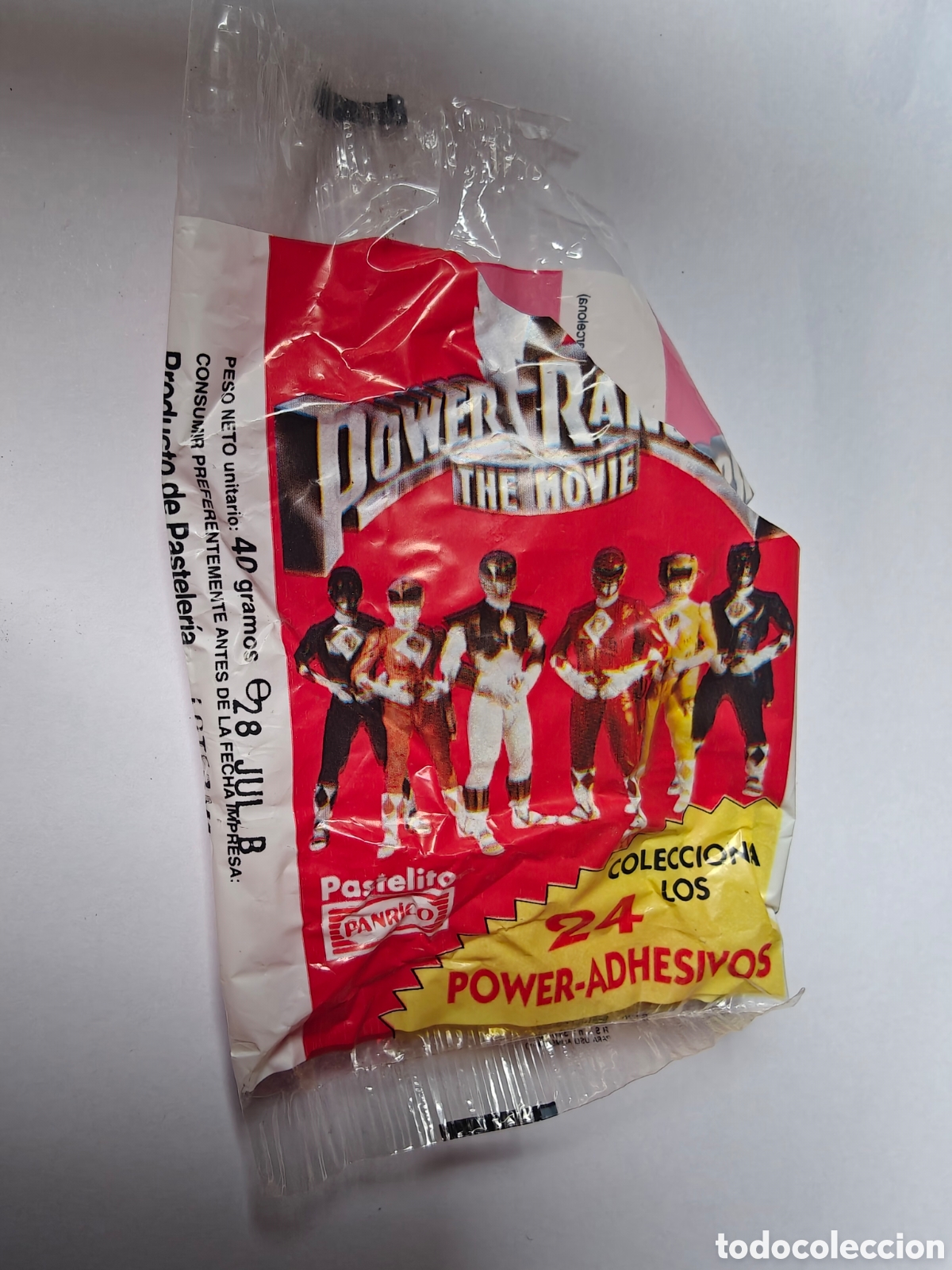 Coleccionismo Cromos antiguos: RAREZA - Antiguo envoltorio vac&iacute;o Cromo Pastelito PANRICO - Power Rangers The Movie a&ntilde;os 1995